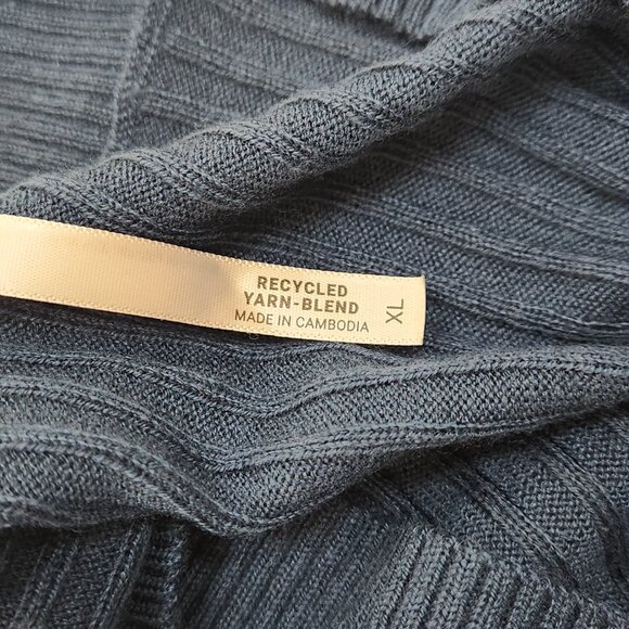Soma Luxe Soft Ribbed Cardigan Sweater Womens XL Blue Stretch Cropped Layer U09X - Picture 4 of 8